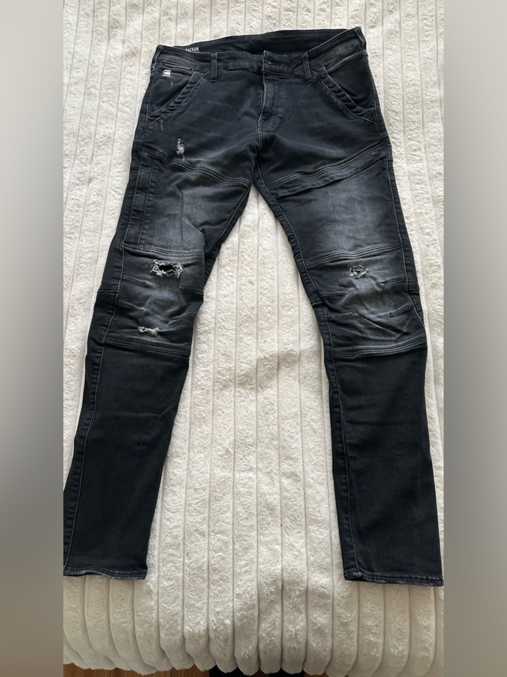 G-Star Slim Black Ripped Skinny Jeans